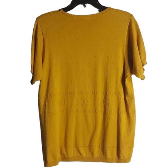 Vintage Golden Sunshine Yellow Fall Short Sleeve Sweater Knit Fits M/L - Picture 4 of 4